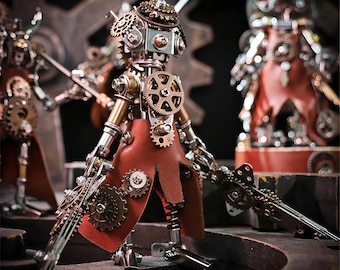 Steampunk Dragon Rider DIY Metal Assembly Model Kit - Mechanical Fantasy Collectible Figure Puzzle Craft
