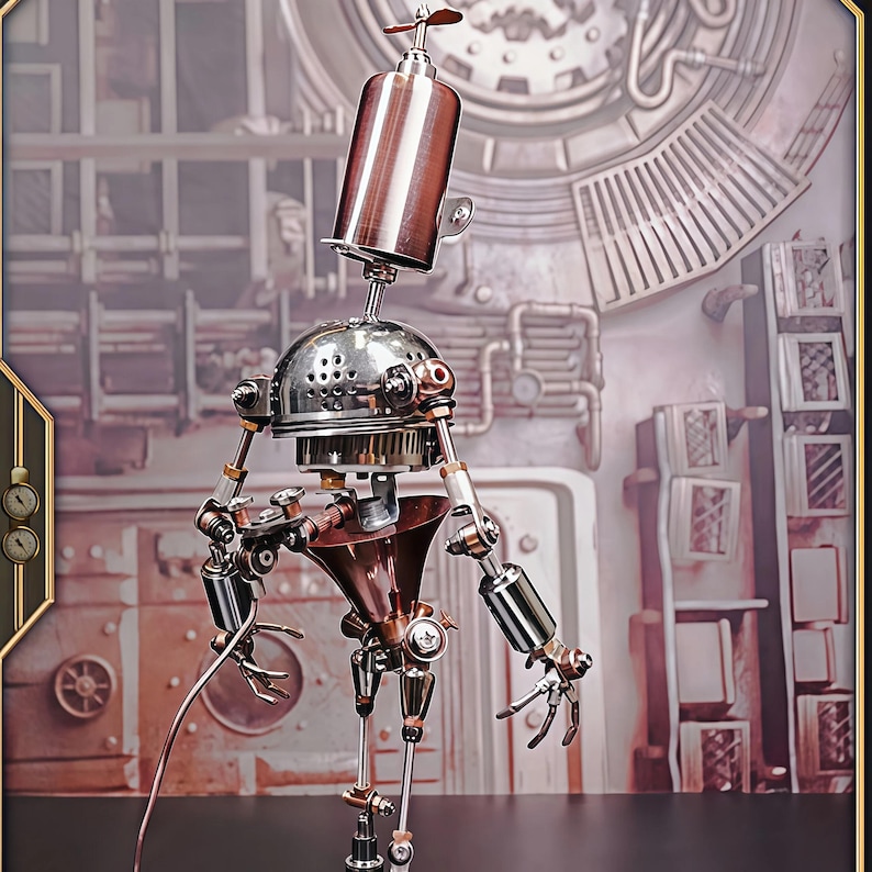 Handmade Steampunk Robot Sculpture, Industrial Metal Art Collectible - Etsy