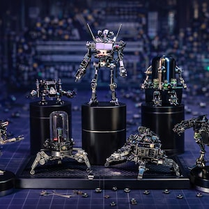 Cyberpunk Mecha Robot Squad DIY Metal Model Kit - Futuristic Mechanical Sculpture Assembly Collectible Gift