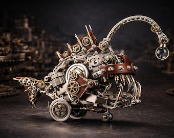 Steampunk Anglerfish Model Kit – Metal DIY Mechanical Build for Industrial Display