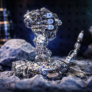 Cyberpunk Mechanical Viper Model – DIY Metal Snake Sculpture Kit – gift for him