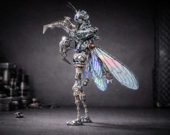 Queen Mantis DIY Metal Model Kit: Cyberpunk Insect Sculpture