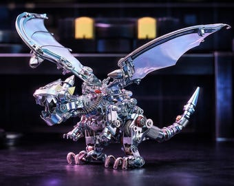 Steampunk Dragon Model Kit (Nidhogg) – Iridescent Metal DIY Mechanical Assembly
