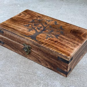 Engraved Tree of Life Wooden Keepsake Box: Personalized Memory Box