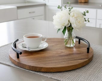 Akazienholztablett mit personalisiertem Monogramm | Geschenk für Zuhause