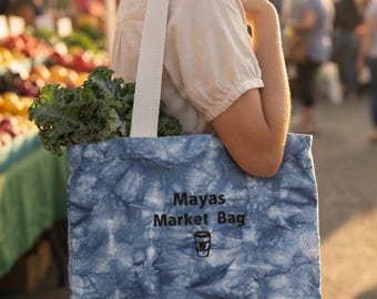Borsa tote personalizzata con nome ricamato: tela di juta tinta a mano (vari colori)