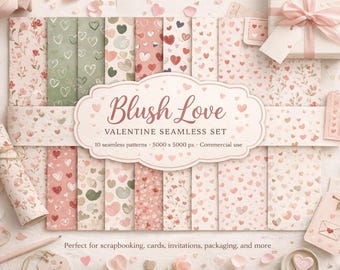 Diseños digitales sin costuras de corazones florales rosas para San Valentín (uso comercial)