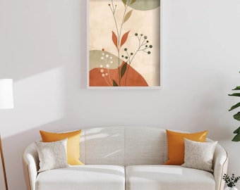Minimalist Sun and Mountain Wall Art - Boho Landscape Canvas Print