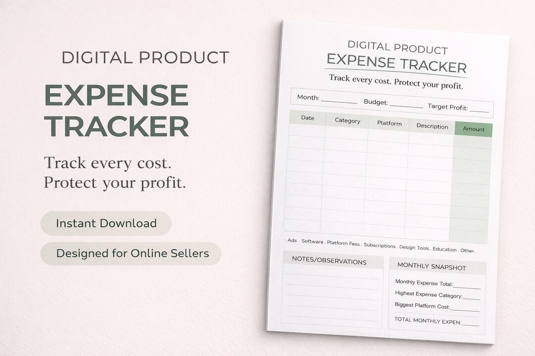 Small Business Expense Tracker Printable PDF for Online Shop - Etsy