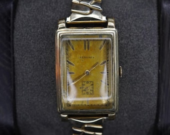 Reloj Longines Art Deco Tank vintage con caja chapada en oro de 10 quilates.