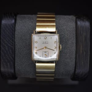 Elgin De Luxe Tank Watch Vintage – 10KT Gold Filled Art Deco Rectangular Manual Wind Wristwatch