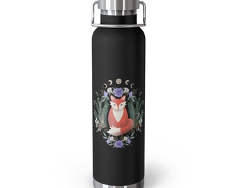 Moon Phase Woodland Fox Copper Vacuum Insulated Bottle, 22oz