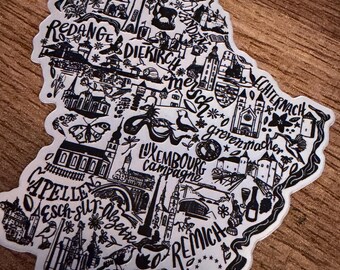 Luxembourg illustrated Landmarks Holographic Sticker