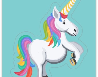 Hand-Drawn Unicorn Sticker | Waterproof Vinyl Decal for Laptops, Bottles