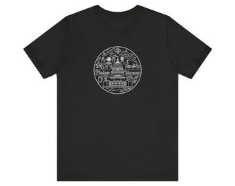 Madison Wisconsin Landmarks Tee, Minimalist Line Art Shirt