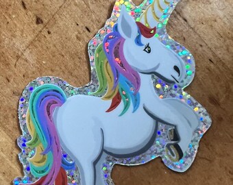 Holographic Unicorn Sticker | Rainbow Sparkle Vinyl Decal (Water Resistant)