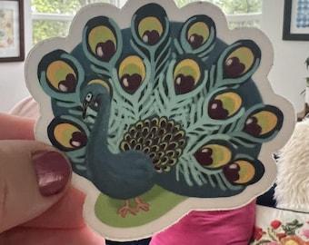 Peacock Sticker | Vibrant Bird Art Sticker | Waterproof Vinyl Decal | Original Illustration | Nature Lover Gift