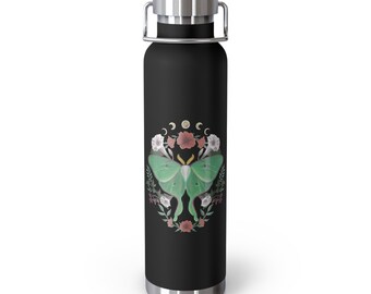 Moon Phase Luna Moth Copper Vacuum Insulated Bottle, 22oz