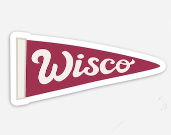 Wisco Pennant Sticker | Retro Wisconsin Pride Vinyl Decal | Laptop Water Bottle Accessory