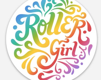 Retro Roller Girl Sticker | 70s Disco Skater Vinyl Decal