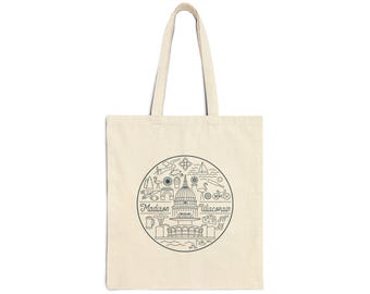 Madison Wisconsin Cotton Canvas Tote Bag, Eco-Friendly Shopping Bag, Travel Tote, City Souvenir, Gift Idea