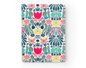 Floral Journal, Scandi Color Pop Notebook for Sketching, Bullet Journaling, Diary - Gift for Writers, Artists - Blank Pages, Minimalist