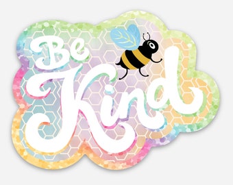 Be Kind Glitter Sticker | Holographic Vinyl Decal | Kindness Reminder | Laptop Water Bottle Sticker