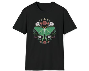 Moon Phase Luna Moth Unisex Softstyle T-Shirt