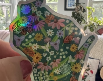 Wisconsin Wildflowers Holographic Sticker | Original Botanical Art