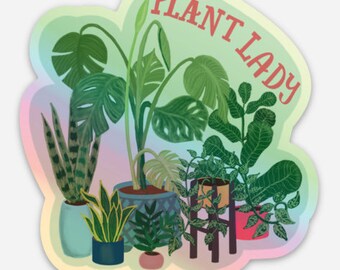 Plant Lady Holographic Sticker