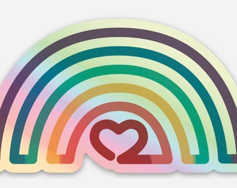 Holographic Rainbow Heart Sticker | LGBTQ+ Pride Vinyl Decal