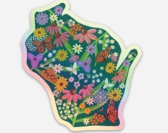 Wisconsin Wildflowers Holographic Sticker