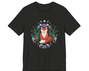 Whimsical Fox T-Shirt: Nature-Inspired Floral Design