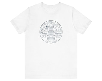 Madison Wisconsin Landmarks Tee: Minimalist Line Art Souvenir