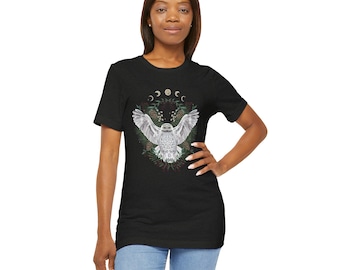 Mystical Owl Graphic Tee | Moon Phases Unisex Shirt