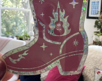 Cowgirl Boot Sticker | Western Boho Illustrated Vinyl Decal (3 Inch)