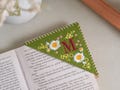 Personalized Initial Season Embroidered Felt Corner Bookmark, Embroidered Corner Bookmark, 26Letters and 4Seasons Bookmark, Christmas Gift product logo