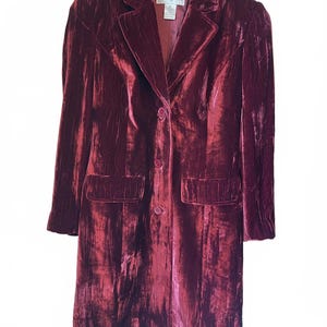 Vintage Bloomingdale&#39;s Women&#39;s Burgundy Velvet Blazer Coat