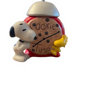 Vintage Peanuts Ceramic Cookie Jar Snoopy Woodstock RARE Cookie Time Alarm Clock