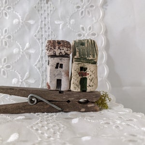 Rustic Miniature Ceramic House: Seagrove Pottery, Fairy Garden Decor