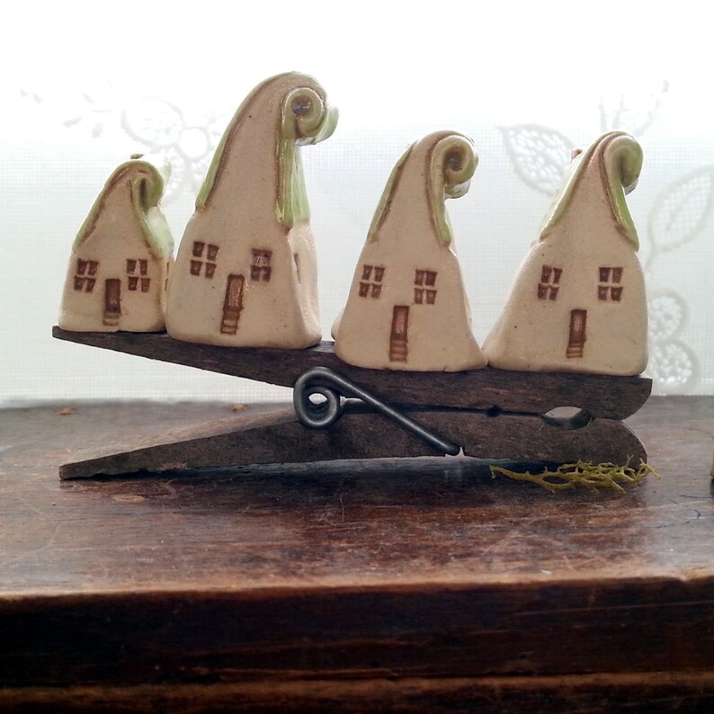 Miniature house Tiny house Woodland house Curly roof house Fairy house Ceramic house Little house Fairy garden house FairyPottery house