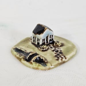 Miniature house landscape Bridge Stream Tiny house Landscape Porcelain house Tiny house Fairy garden house Tiny village Diorama House