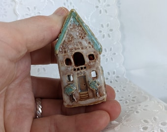 2-1/2" tall LIGHTABLE miniature house Miniature house Tiny house fairy Ceramic house Handmade Decorative house Fairy garden Enchanted Light