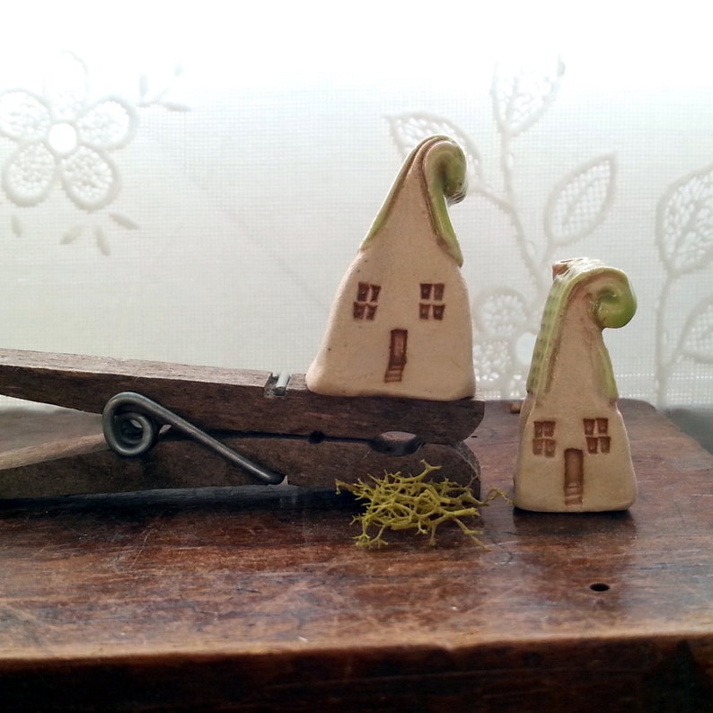 Miniature house Tiny house Woodland house Curly roof house Fairy house Ceramic house Little house Fairy garden house FairyPottery house