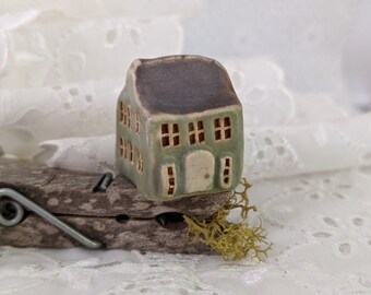 Green #147 Tiny house Miniature house Enchanted fairy garden Housewarming gift Woodland house Unique gift Terrarium decor