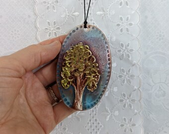 Tree on oval base ornament Handmade ceramic tree Nature art Tree decoration Nature decor