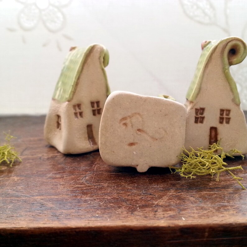 Miniature house Tiny house Woodland house Curly roof house Fairy house Ceramic house Little house Fairy garden house FairyPottery house