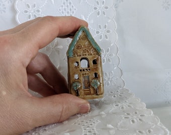 2-1/2" tall LIGHTABLE miniature house Miniature house Tiny house fairy Ceramic house Handmade Decorative house Fairy garden Enchanted Light