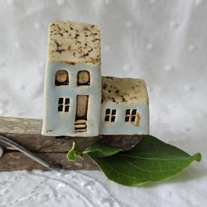 Margaret&#39;s Place #1 Tiny ceramic house Miniature house Blue house Mini clay house Little house Wedding gift Housewarming gift Pottery house