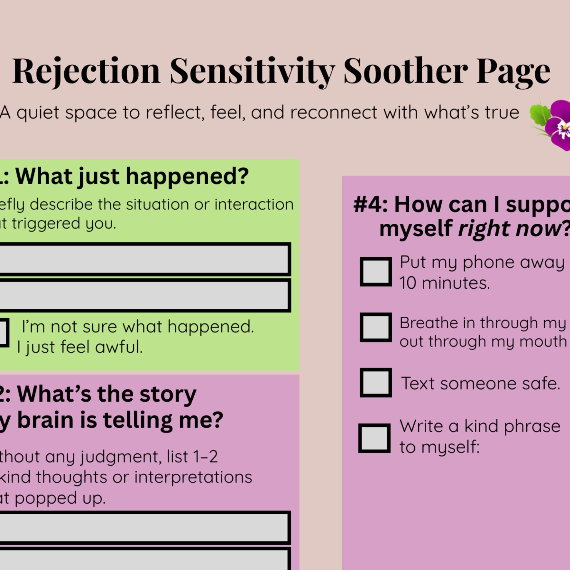 Rejection Sensitivity Worksheet | ADHD & Autism Printable | Emotional ...